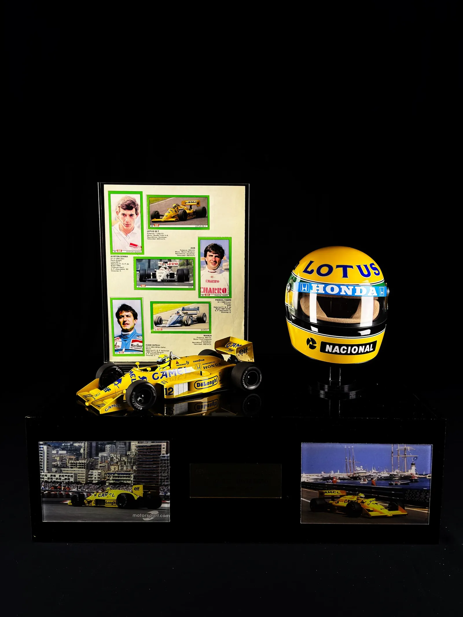 Ayrton Senna autógrafo – recorte Lotus 99T, Ayrton Senna