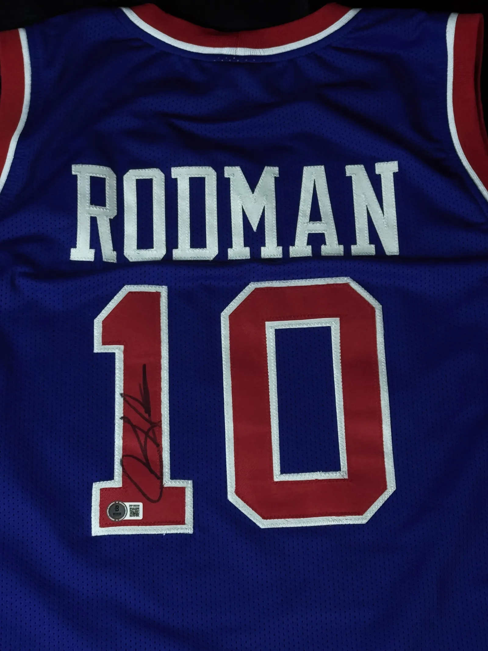 Dennis Rodman autógrafo – camisa de basquetebol clássica do Detroit Pistons, Dennis Rodman