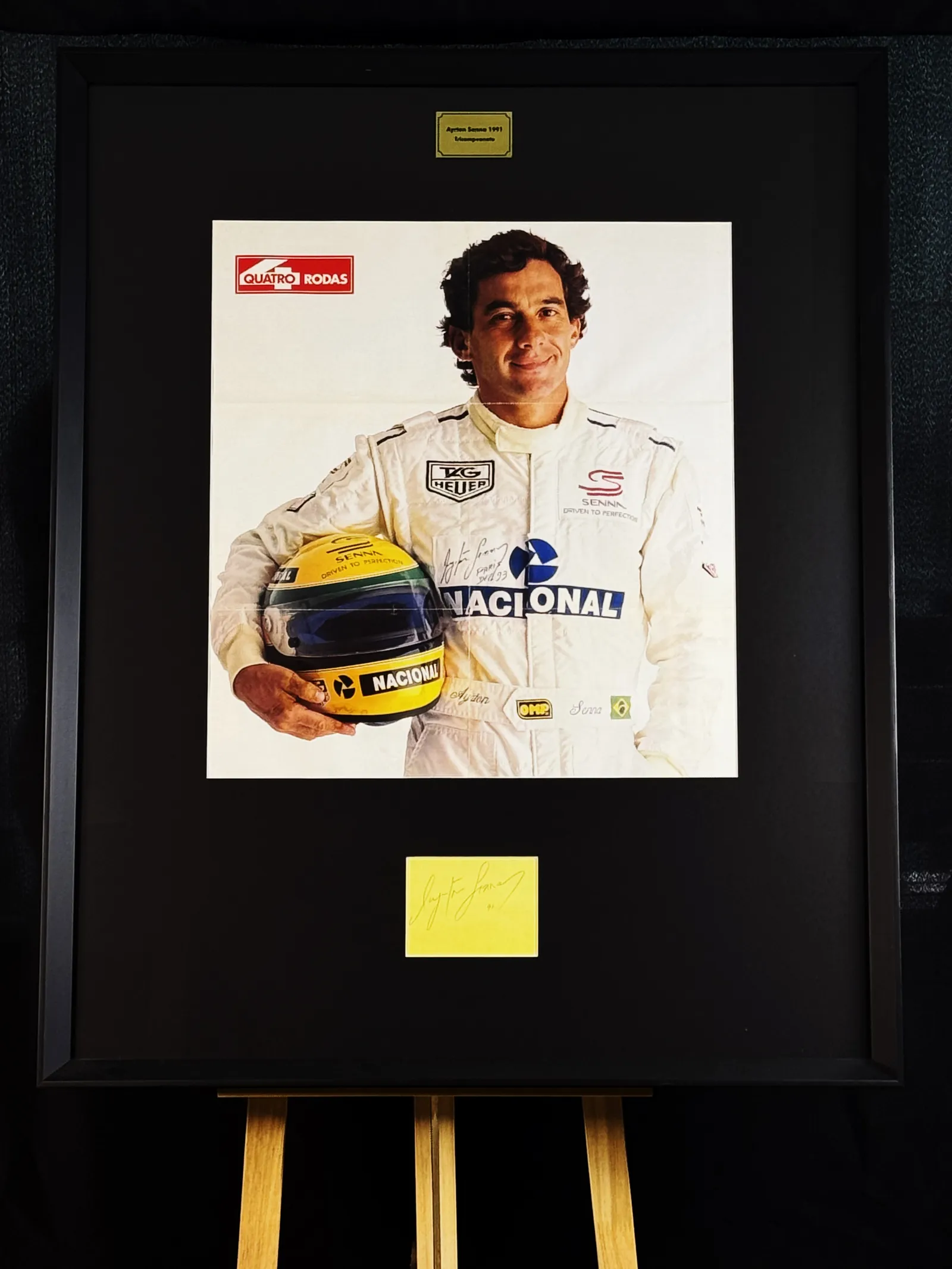 Ayrton Senna – pôster Quatro Rodas “Drive to Perfection” com autógrafo original, Ayrton Senna