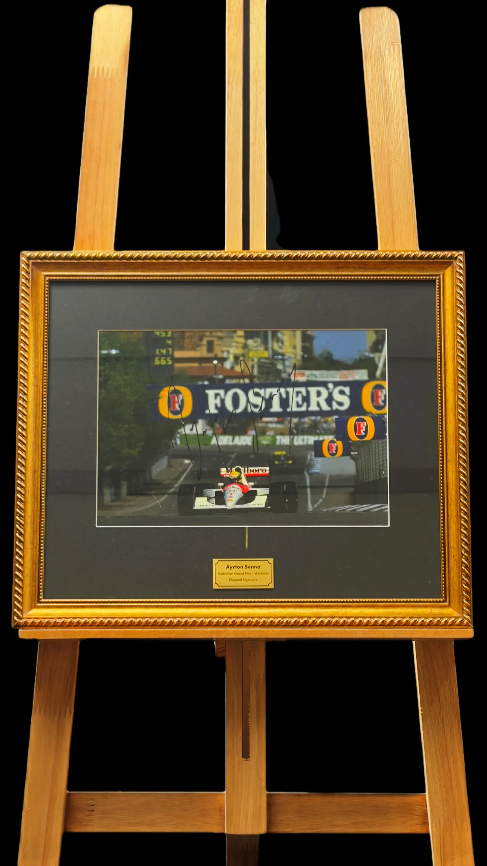 Ayrton Senna autógrafo – Quadro GP da Austrália em Adelaide, Ayrton Senna
