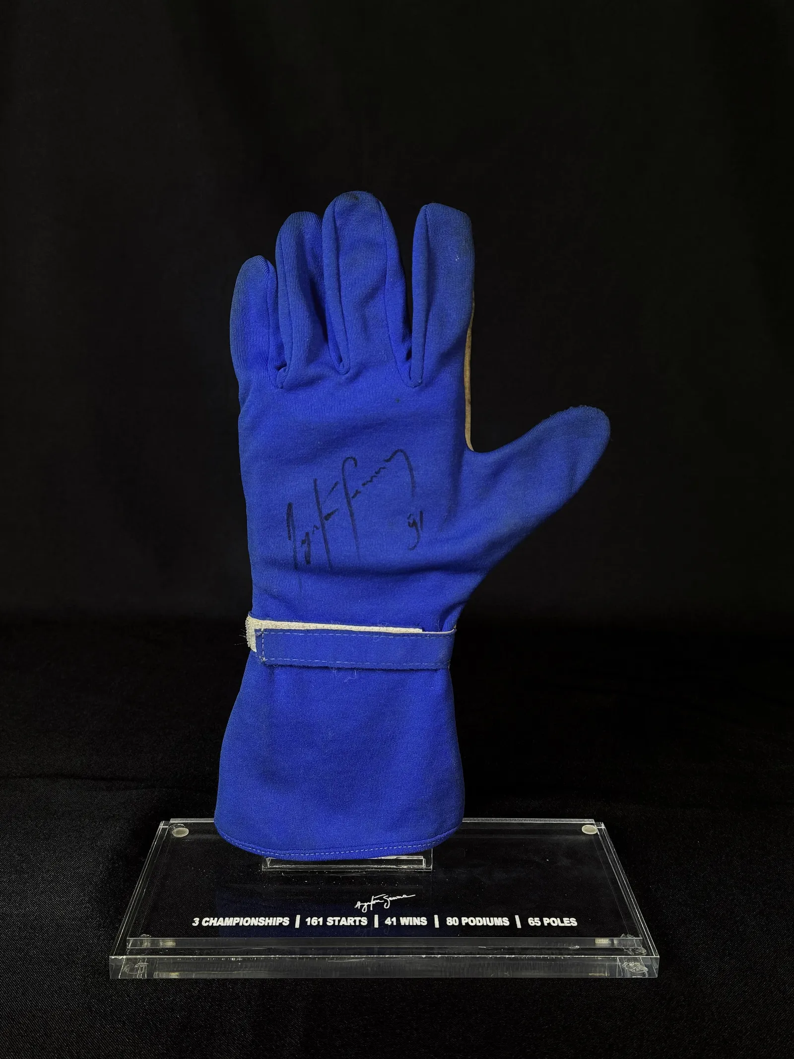 Ayrton Senna – luva de kart azul 91 autografada, Ayrton Senna