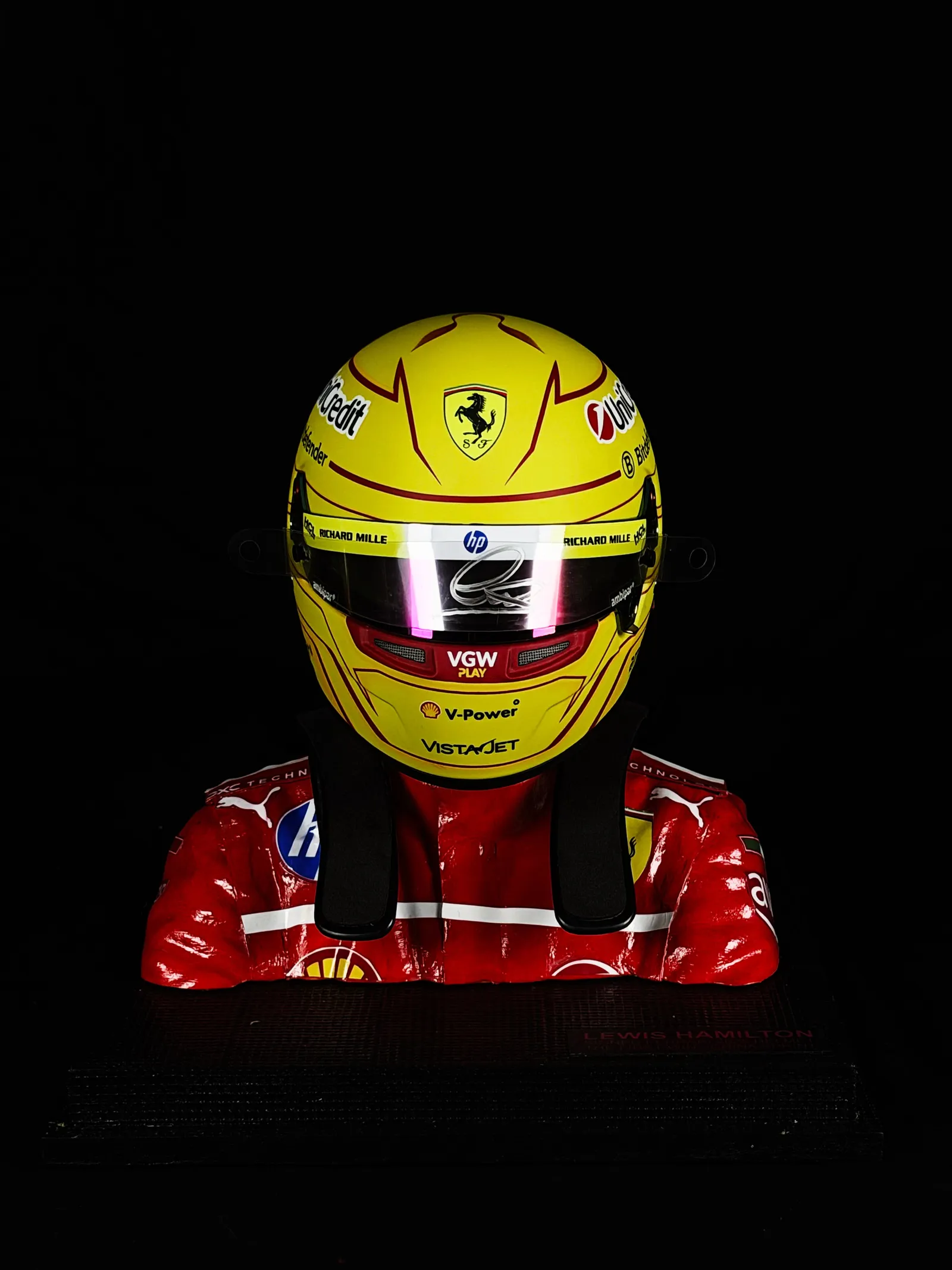 Lewis Hamilton autógrafo – viseira mini capacete, Lewis Hamilton