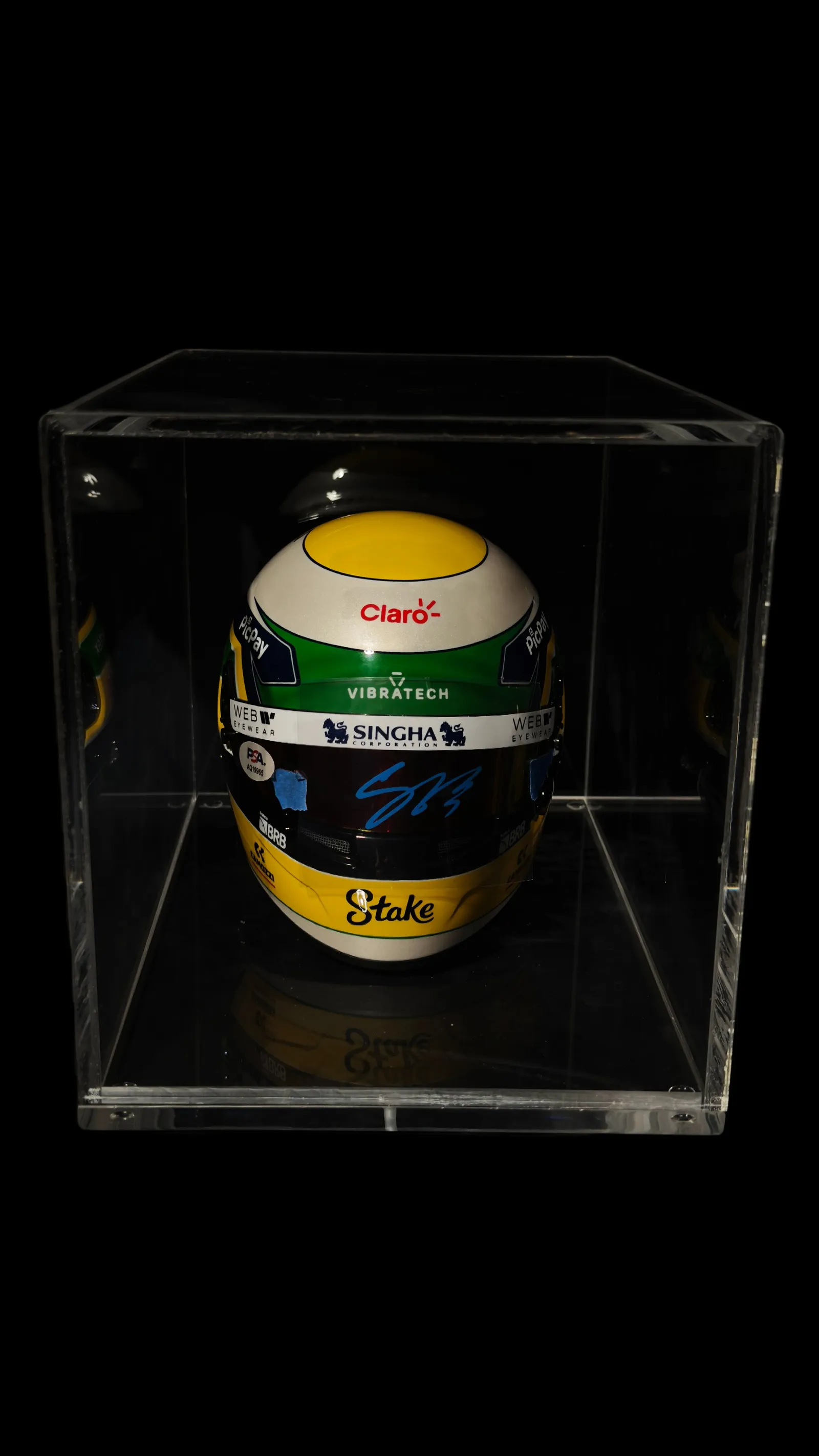 Gabriel Bortoleto autógrafo – mini capacete F1, Gabriel Bortoleto