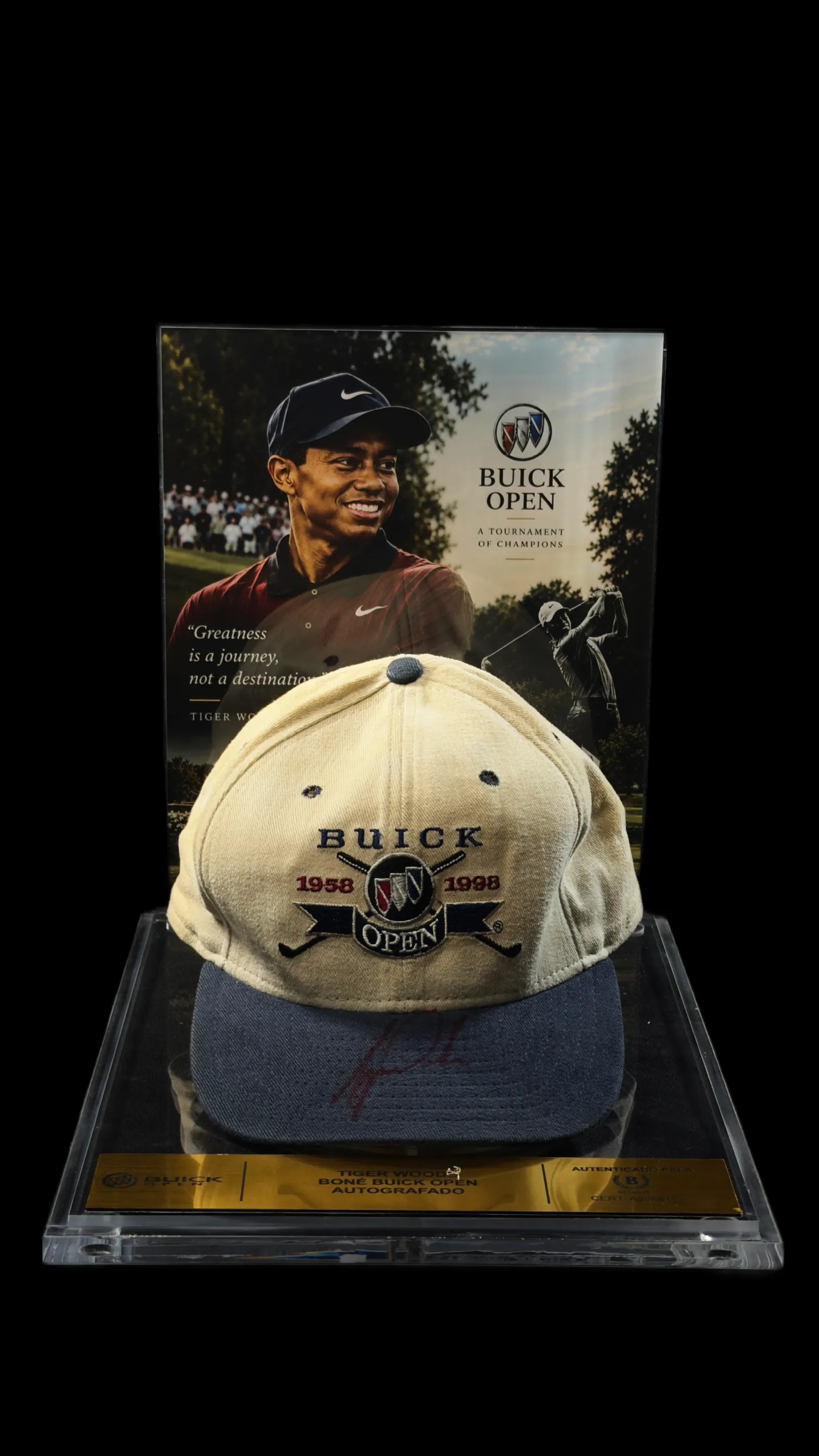 Tiger Woods autógrafo – Boné Buick Open 1998, Tiger Woods