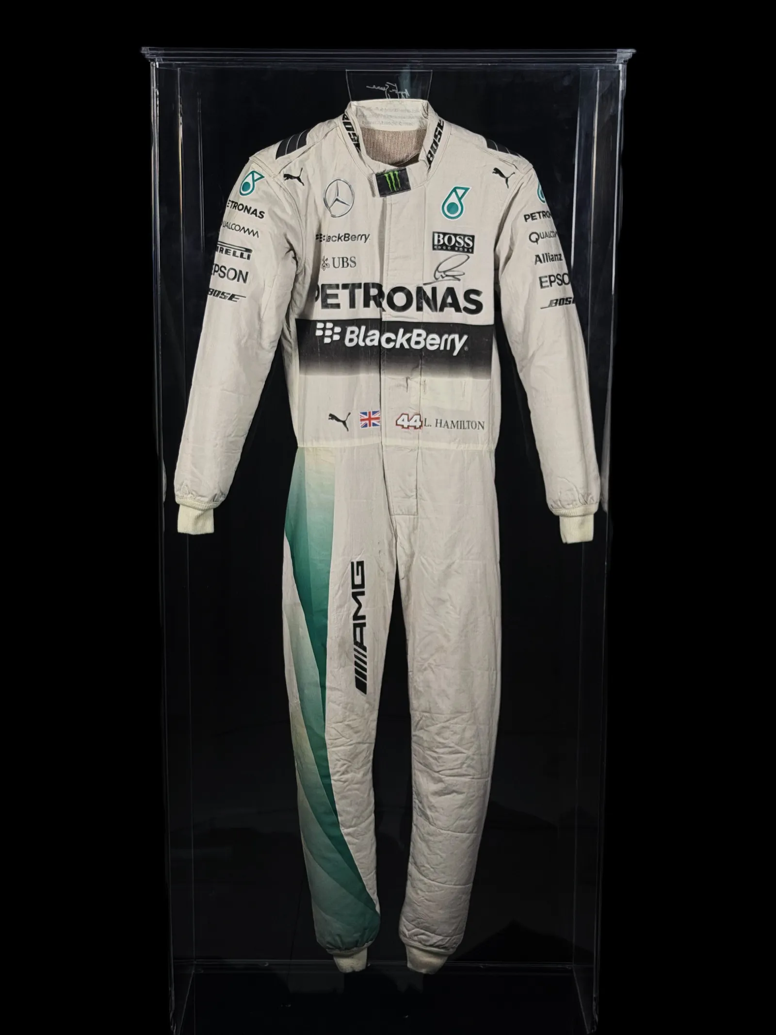 Lewis Hamilton autógrafo – macacão Mercedes, Lewis Hamilton