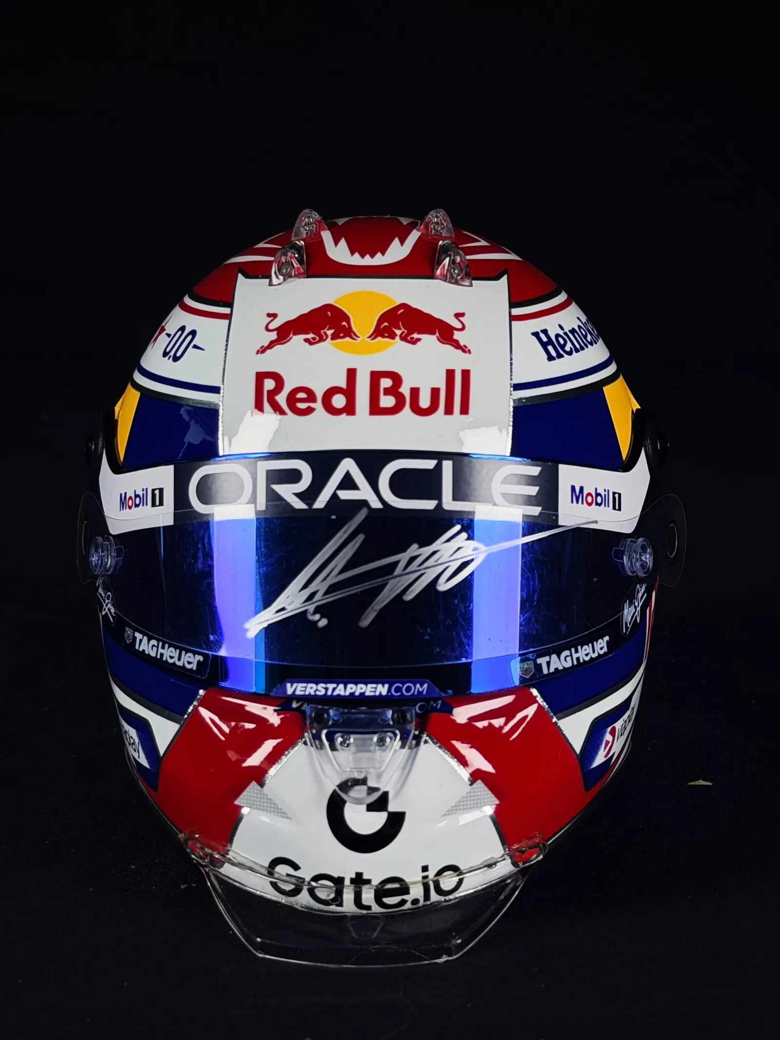 Max Verstappen autógrafo – viseira mini capacete, Max Verstappen