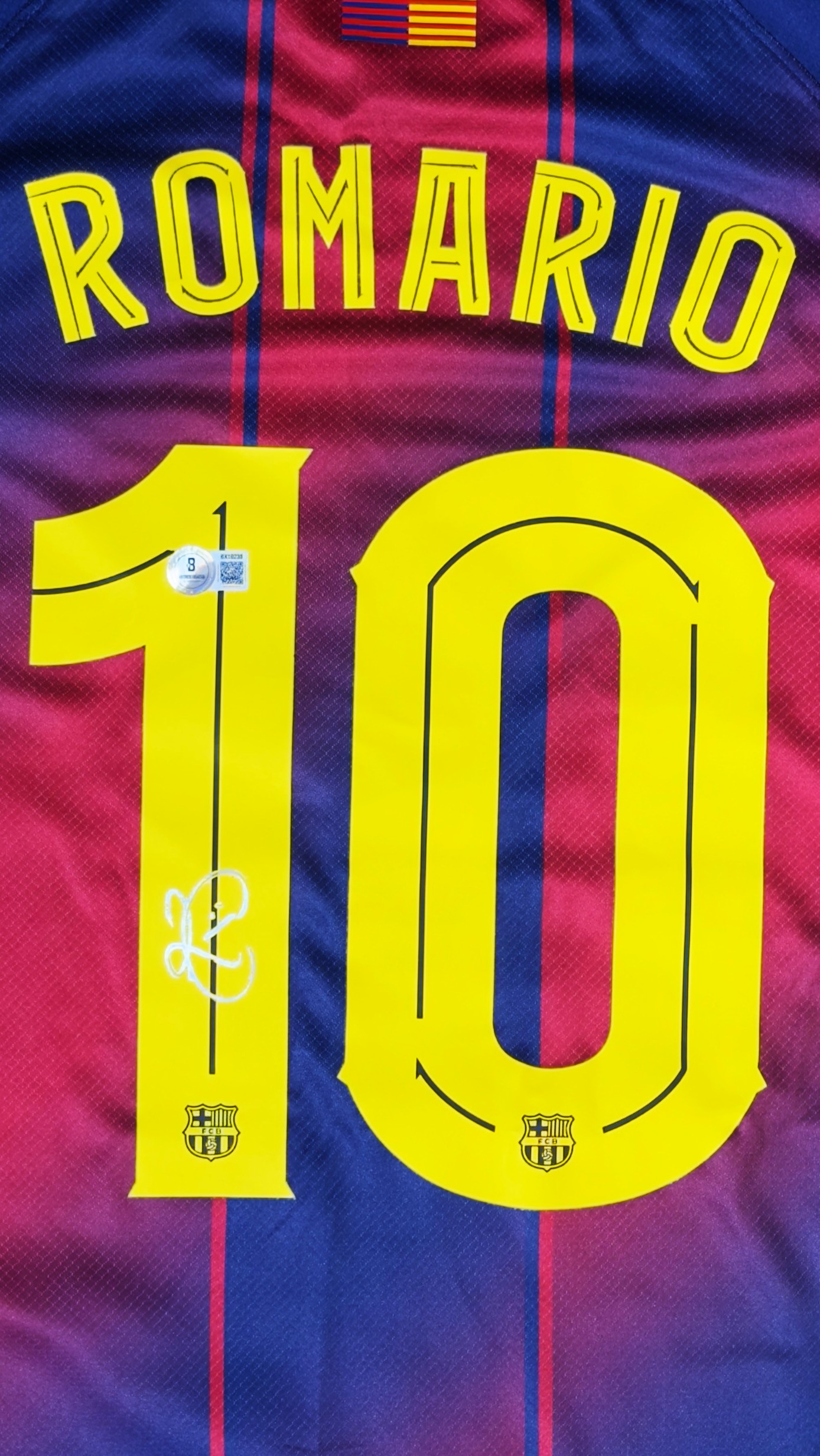 Romário autógrafo – camisa Barcelona, Romário