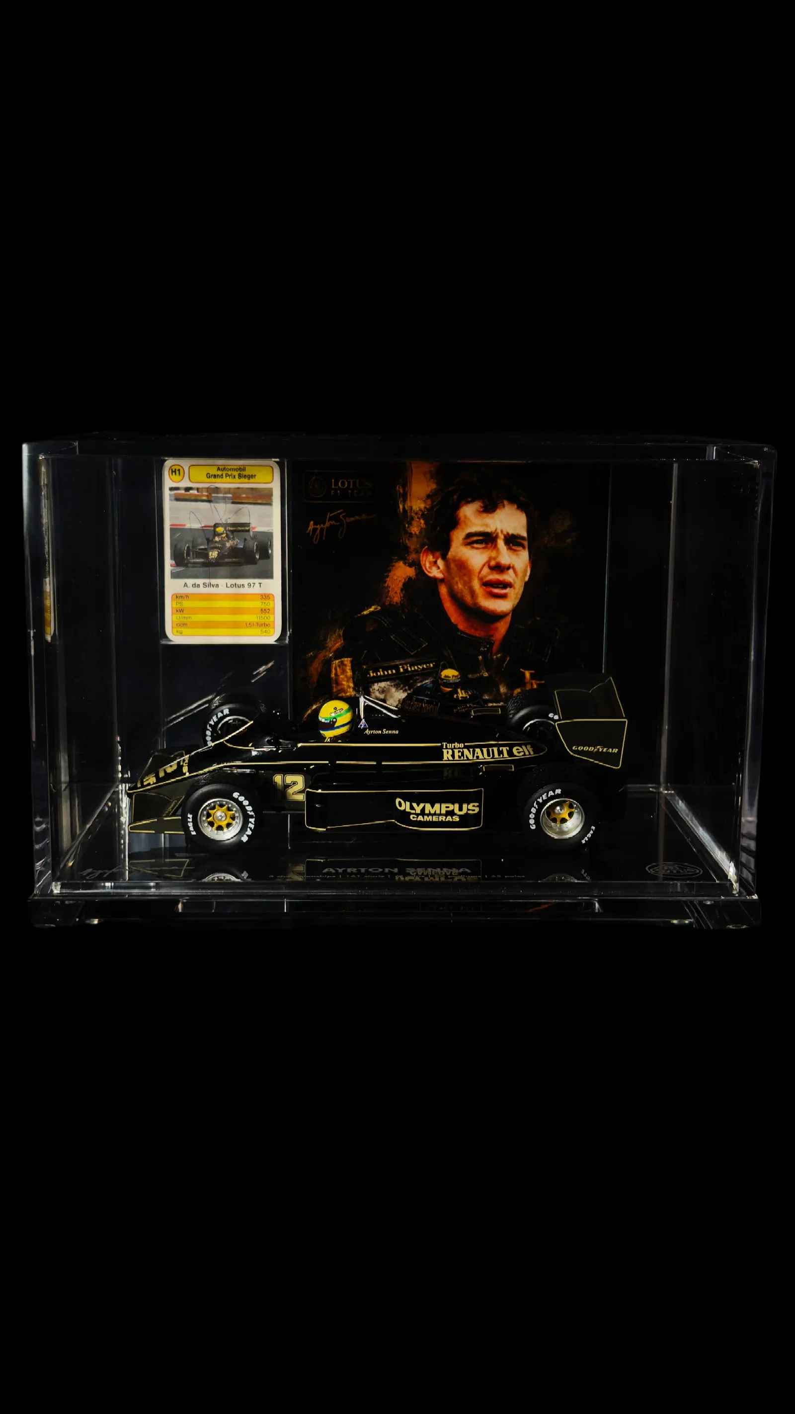 Ayrton Senna autógrafo – cartão PMC Lotus 97T, Ayrton Senna