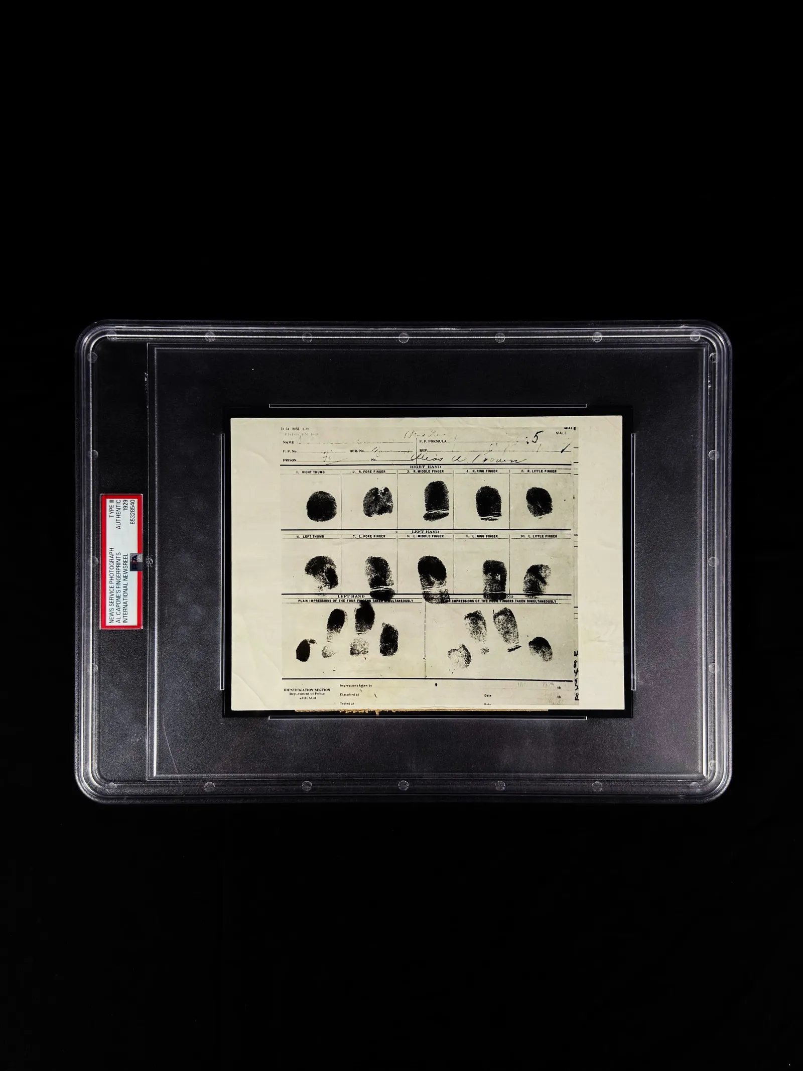 Al Capone (1899–1947) – imagem histórica das impressões digitais, Al Capone