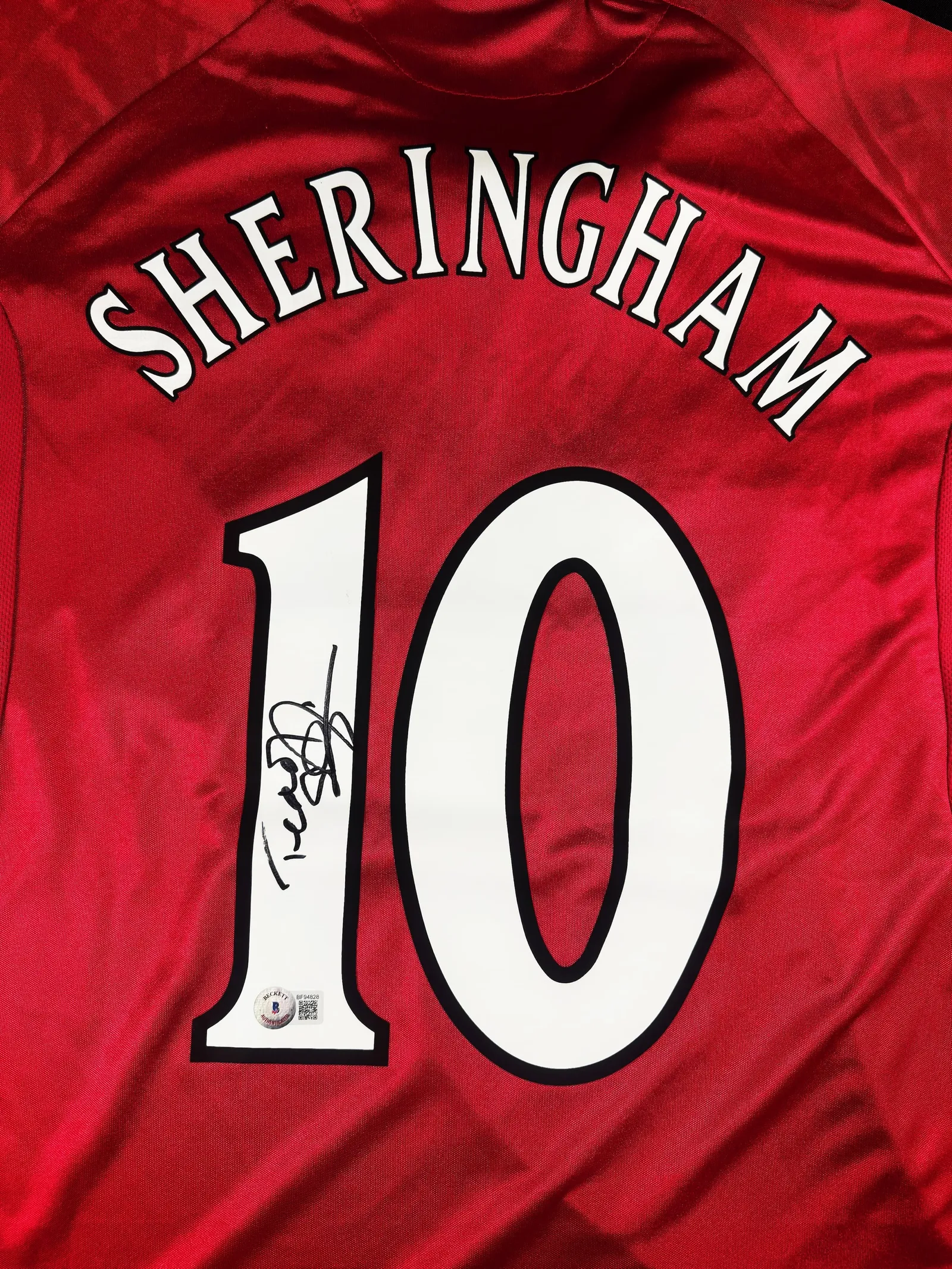 Teddy Sheringham autógrafo – camisa do Manchester, Teddy Sheringham