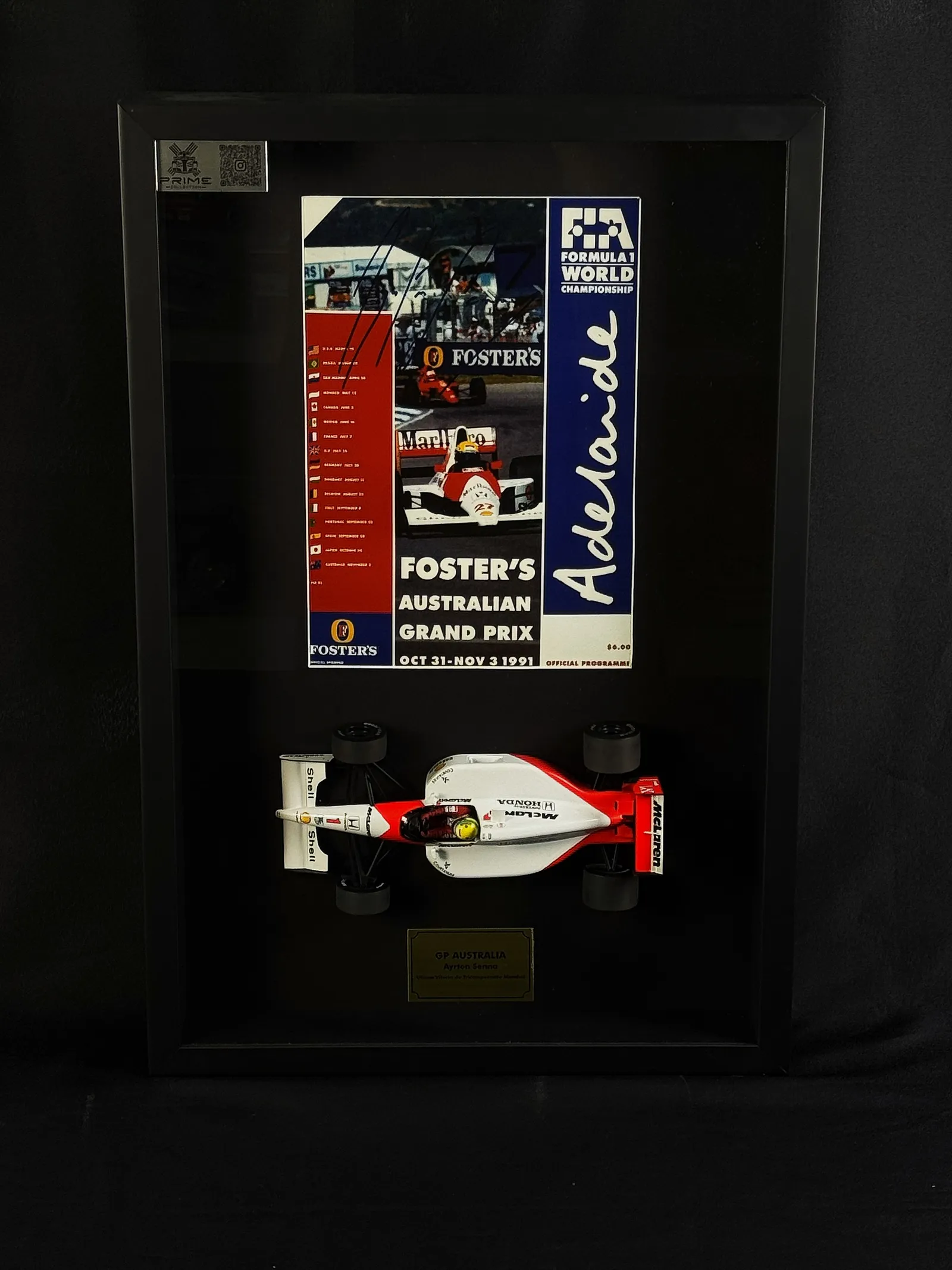 Ayrton Senna autógrafo – programação oficial do GP de Adelaide ( Austrália ) 03/11/1991, Ayrton Senna