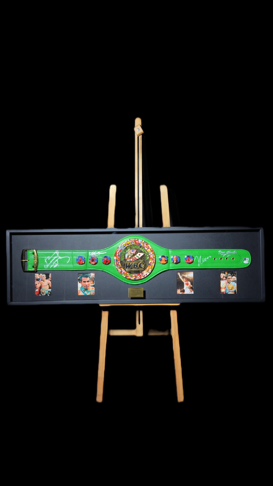 Julio César Chávez, Erik Morales, Marco Antonio Barrera e Juan Manuel Márquez autógrafo – quadro cinturão WBC, Julio César Chávez e outros