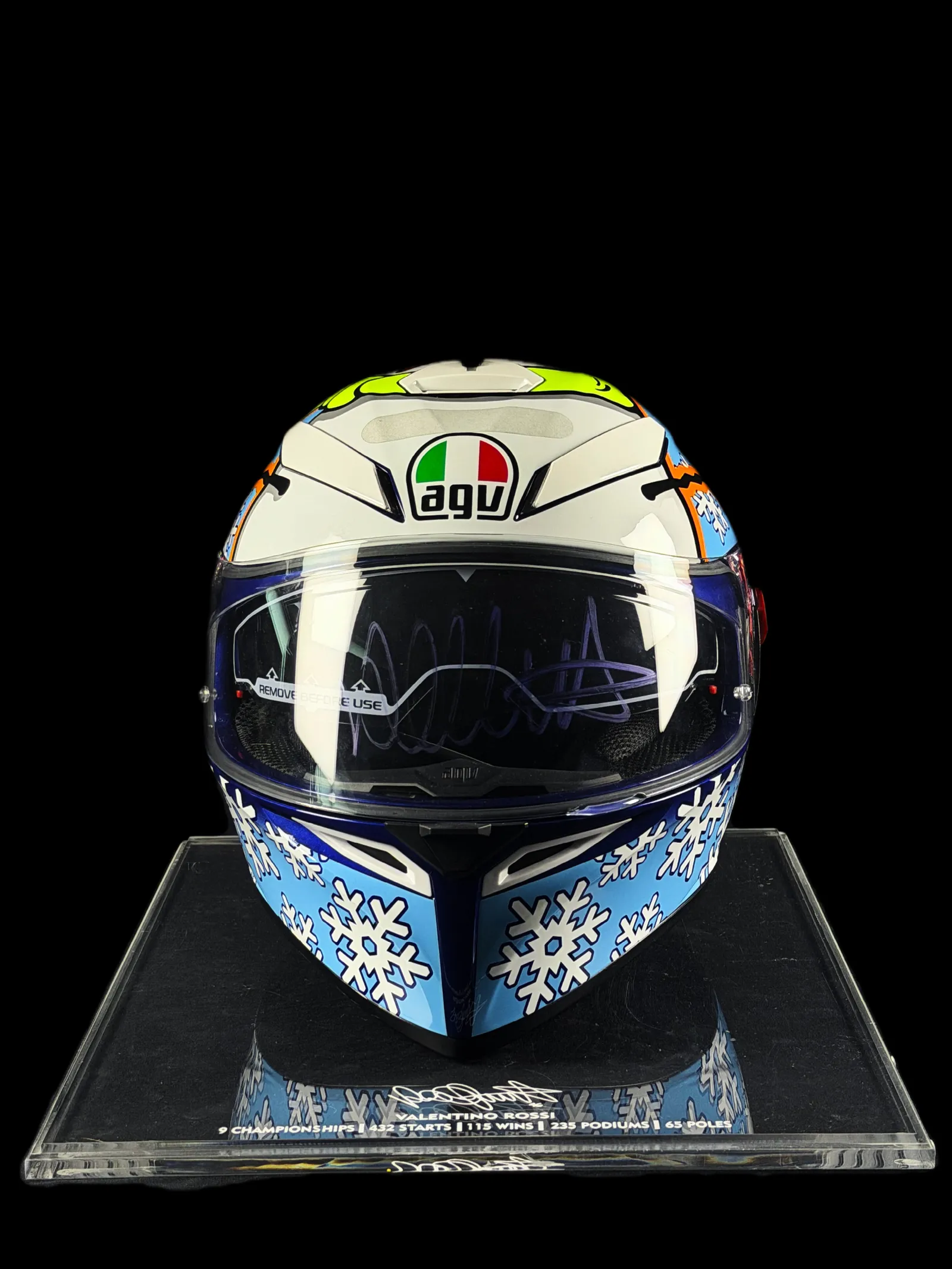 Valentino Rossi autógrafo – viseira capacete "Winter Test Edition", Valentino Rossi