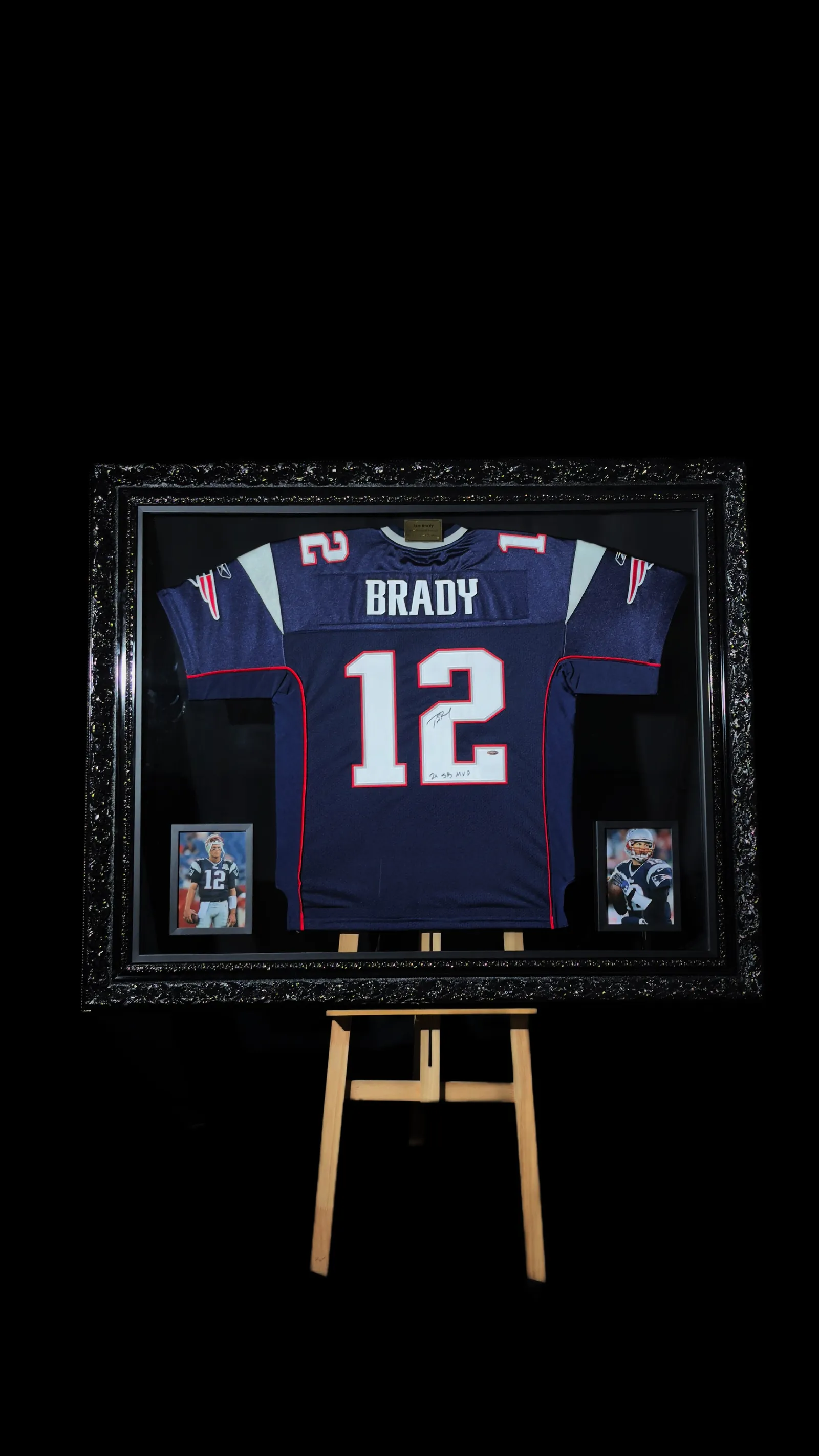 Tom Brady autógrafo – quadro jersey New England Patriots, Tom Brady