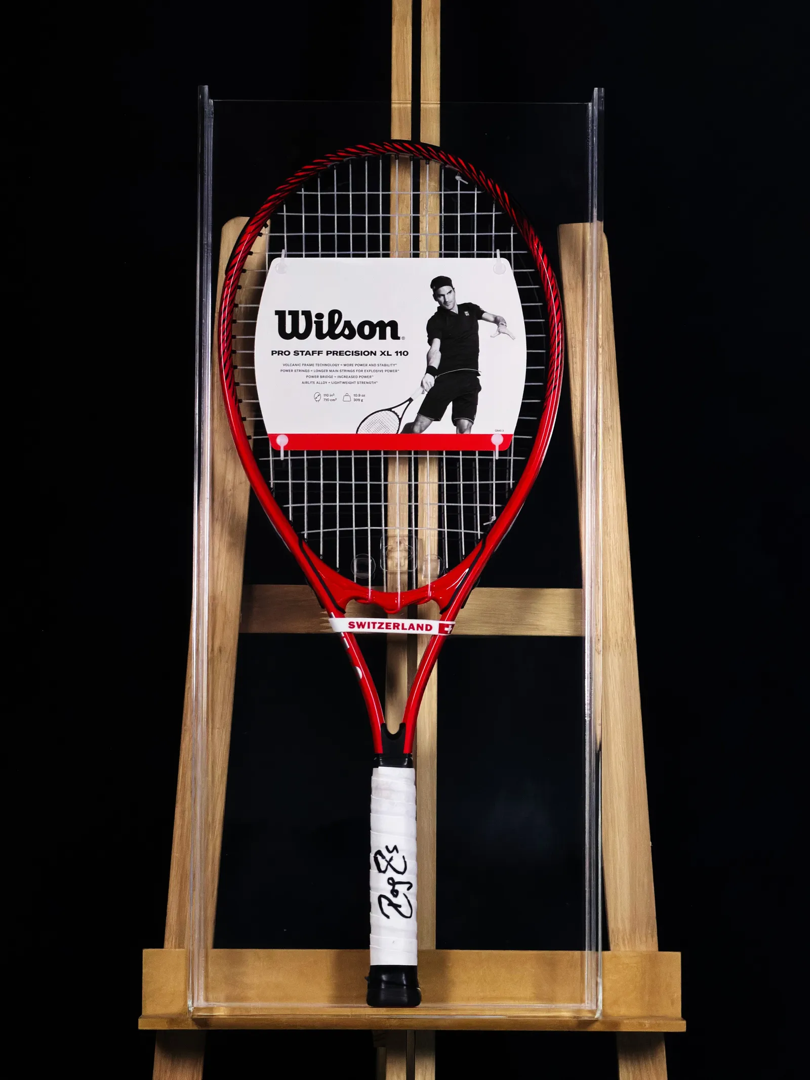 Roger Federer autógrafo – raquete de tênis, Roger Federer