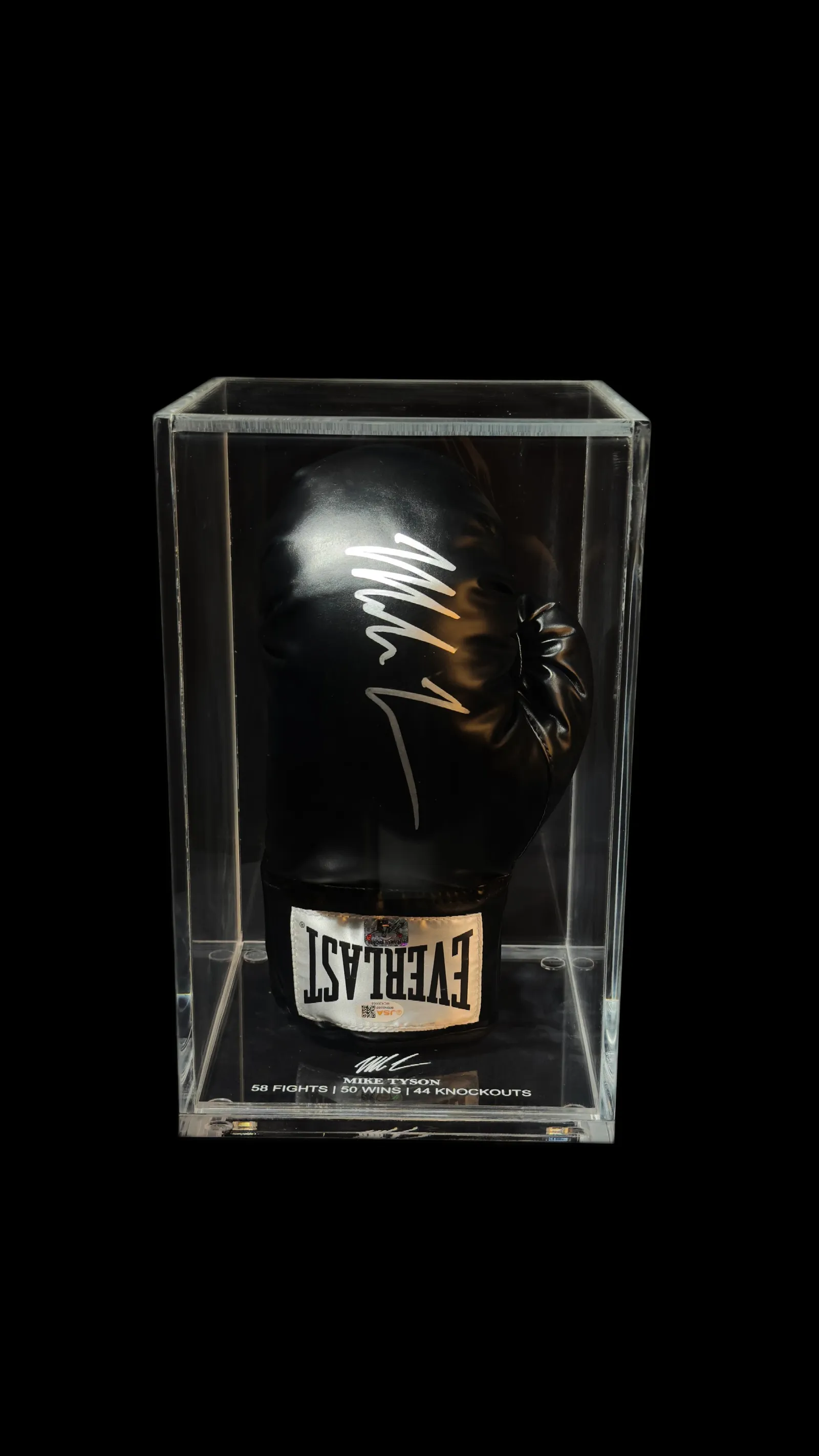 Mike Tyson autógrafo – luva de boxe Everlast preta, Mike Tyson