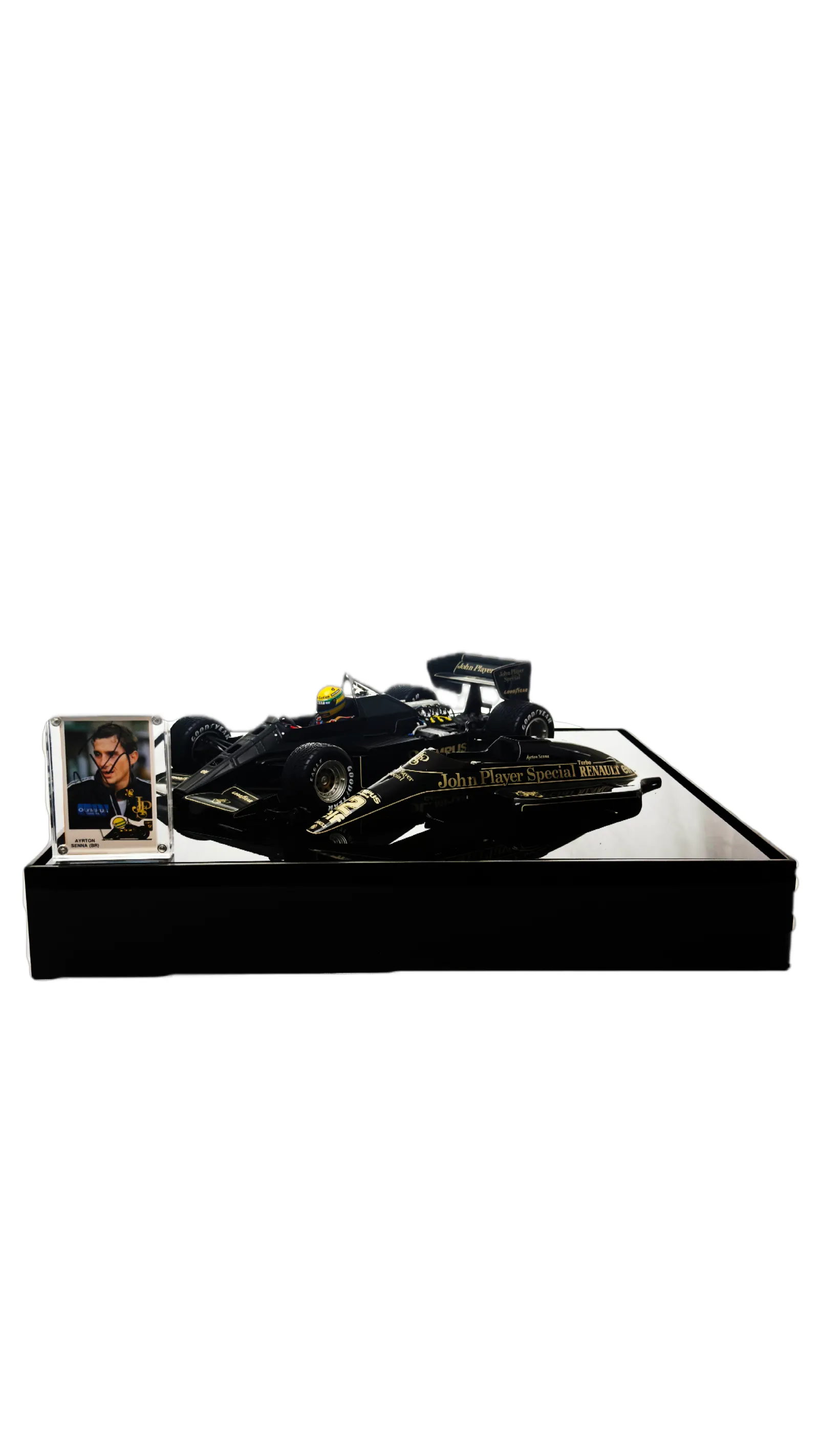 Ayrton Senna autógrafo – Card Lotus John Player Special, Ayrton Senna