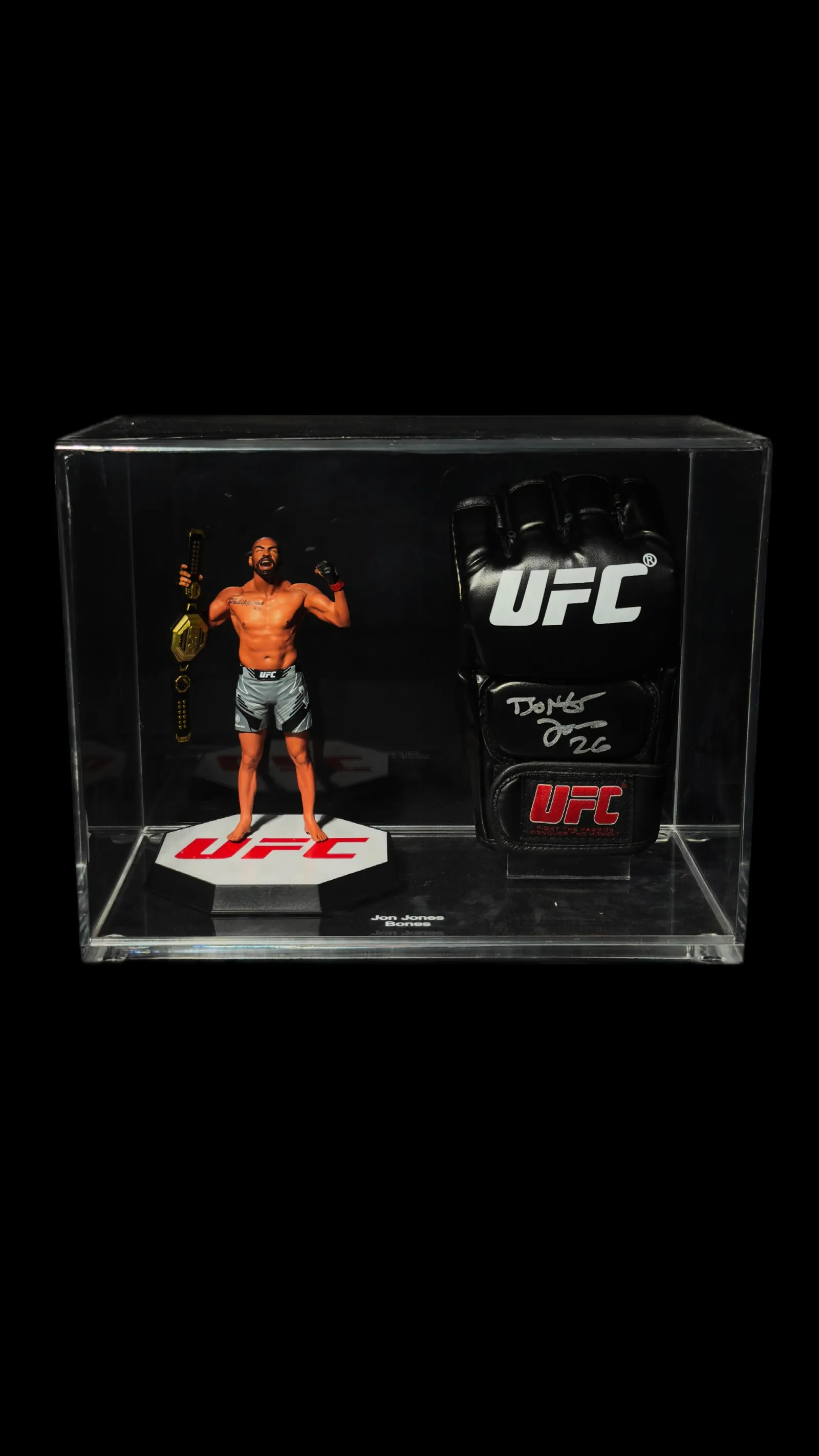 Jon Jones autógrafo – luva UFC com figura colecionável, Jon Jones