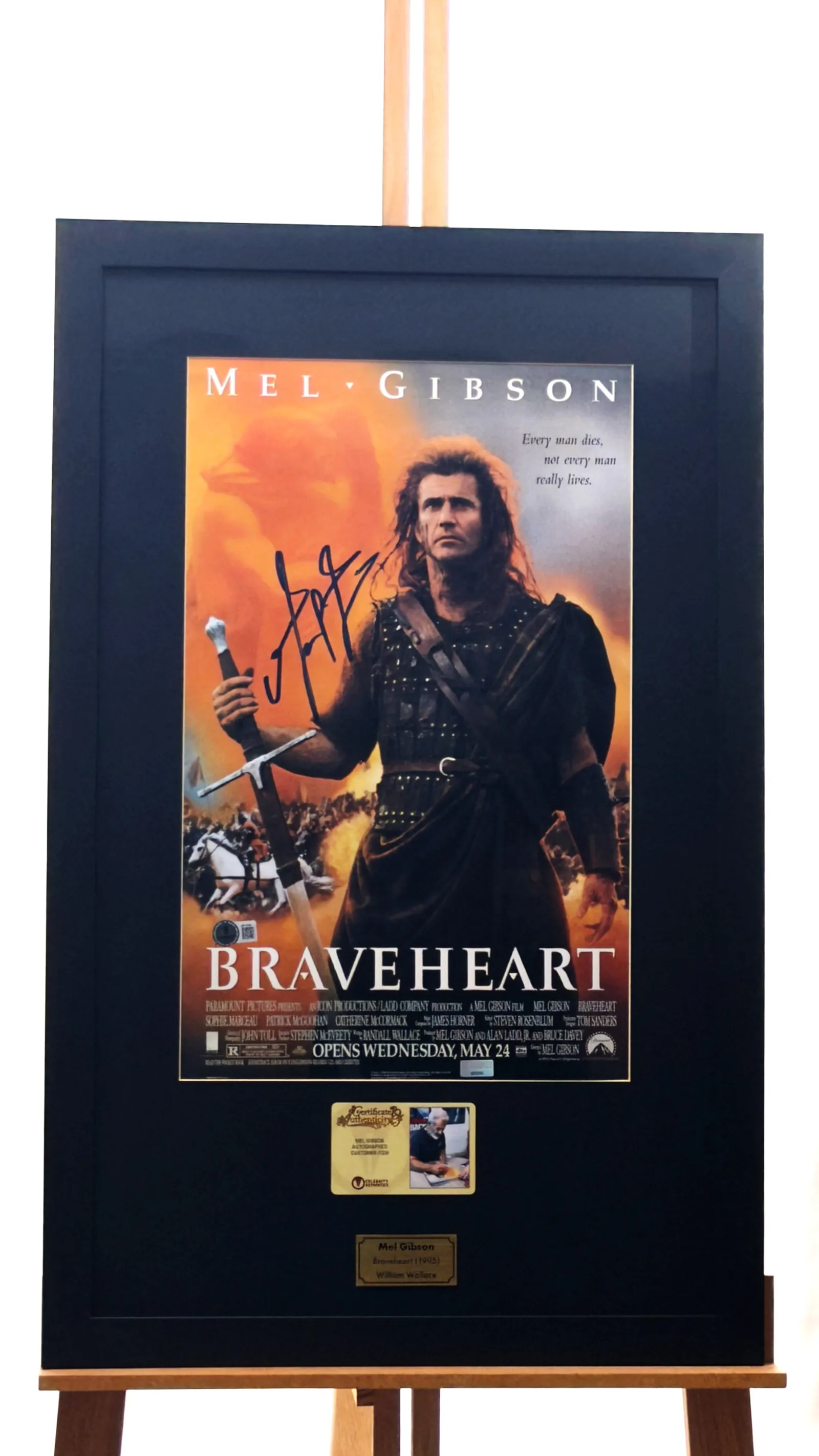 Mel Gibson autógrafo – Quadro Coração Valente (Braveheart), Mel Gibson