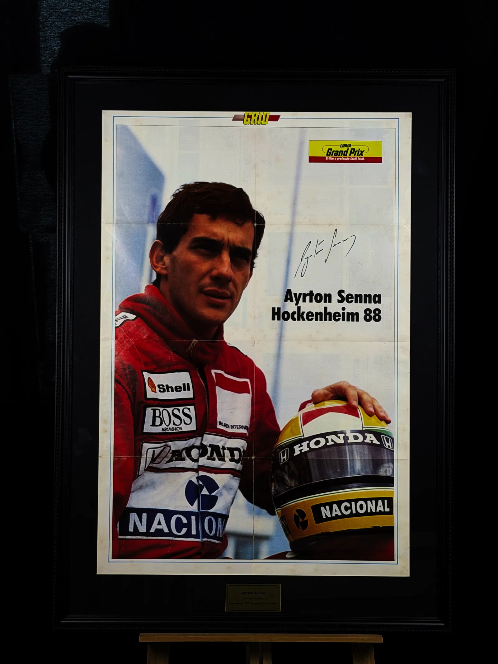 Ayrton Senna autógrafo – pôster emoldurado "Hockenheim 88", Ayrton Senna