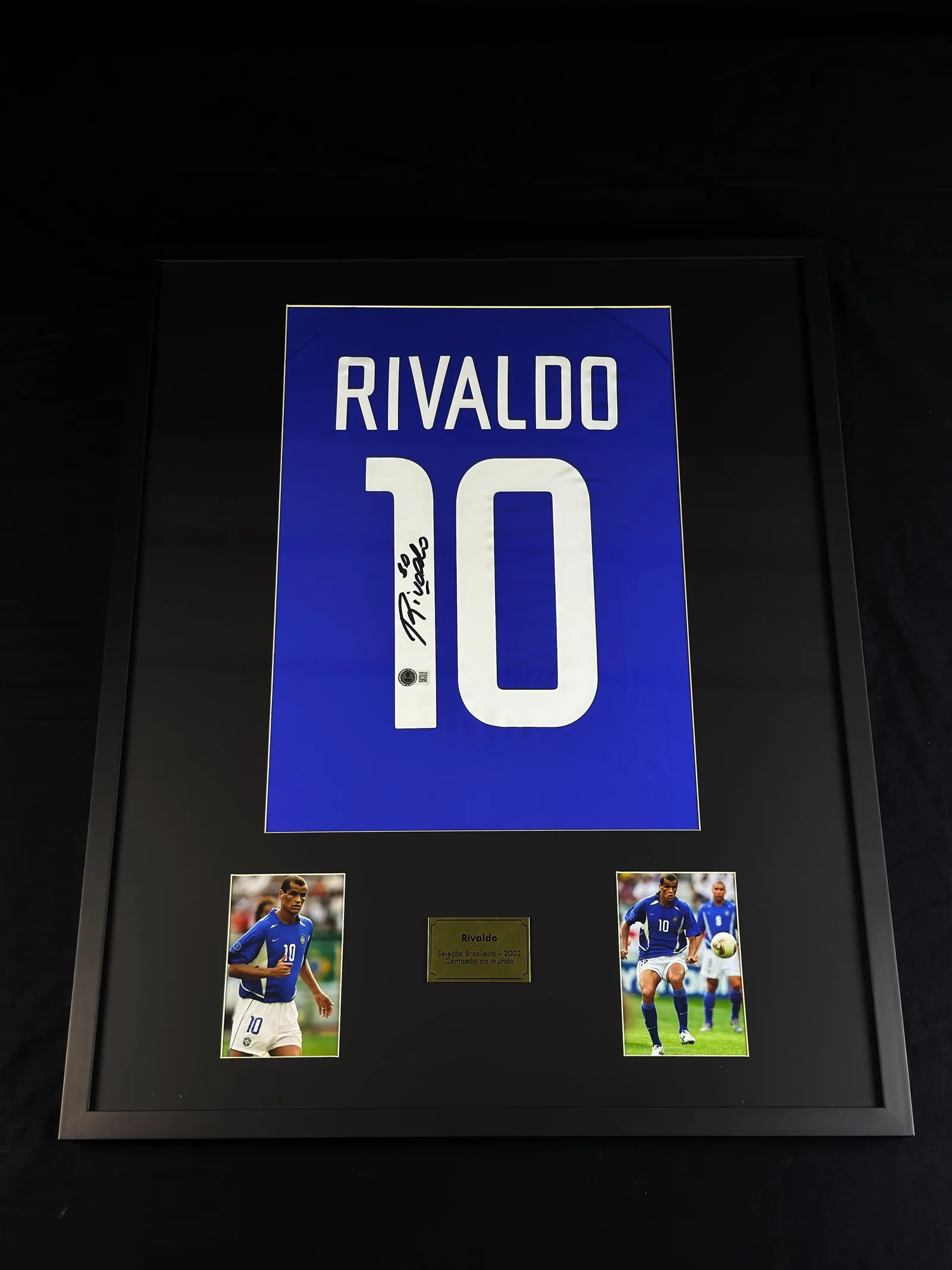 Rivaldo autógrafo – camisa azul da Seleção Brasileira, Rivaldo
