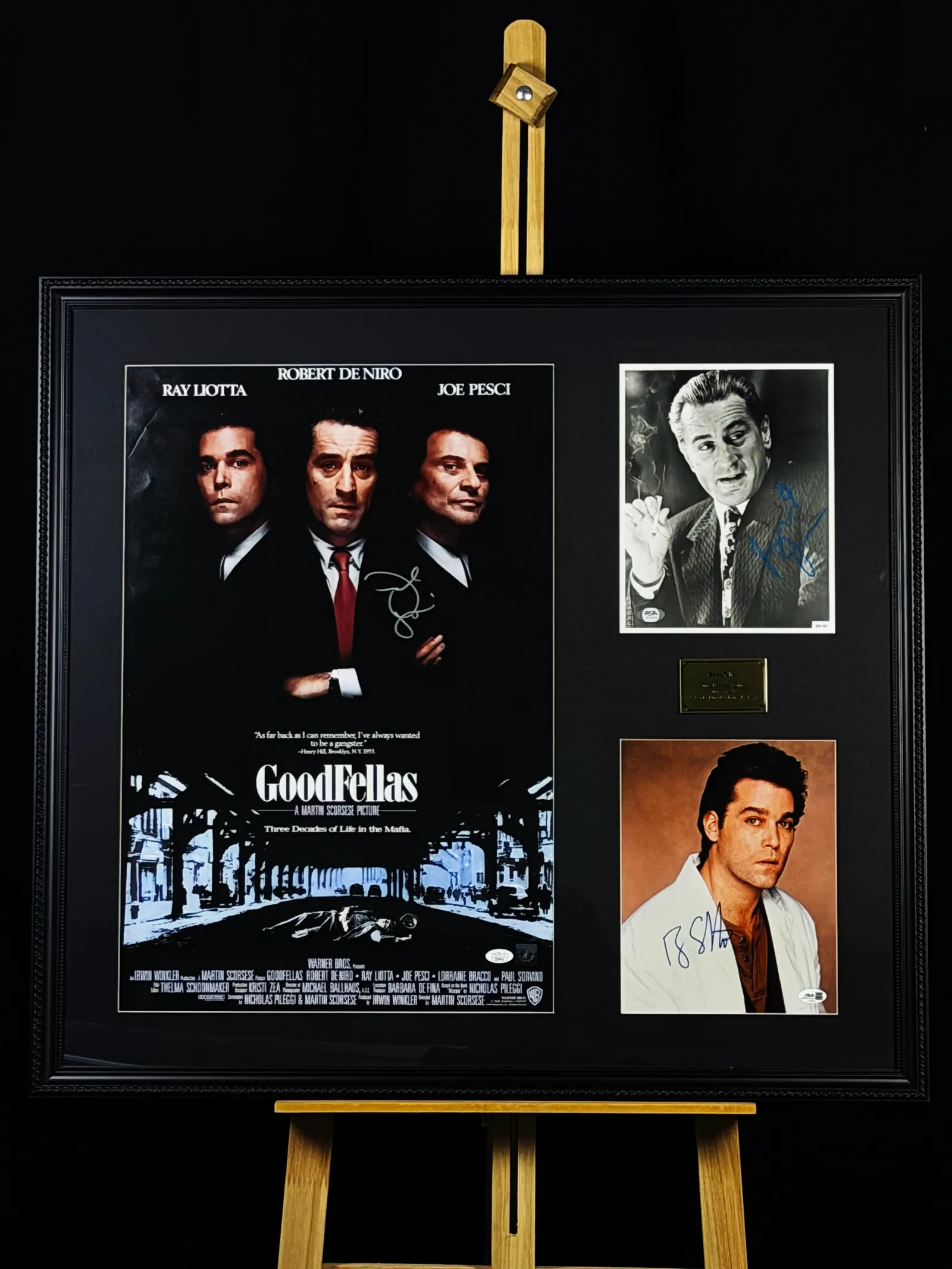 Ray Liotta, Robert De Niro, Joe Pesci autógrafos – quadro emoldurado, Goodfellas, Ray Liotta, Robert De Niro e Joe Pesci