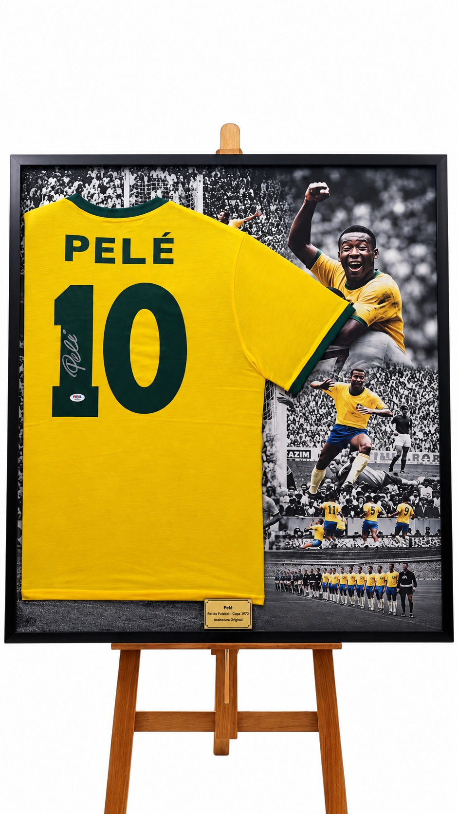 Pelé autógrafo – camisa Brasil retrô, Pelé