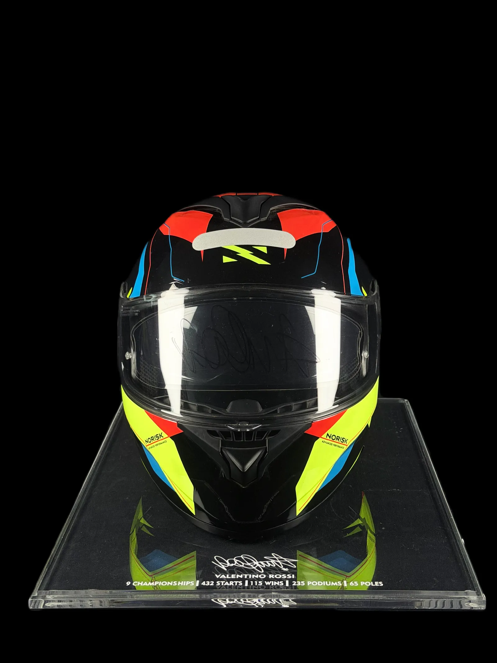 Valentino Rossi autógrafo – viseira capacete Norisk VR46, Valentino Rossi