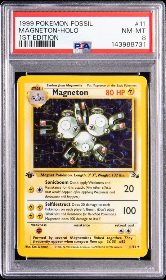 Magneton Holo 1st Edition PSA 8 – Fossil 1999, Magneton