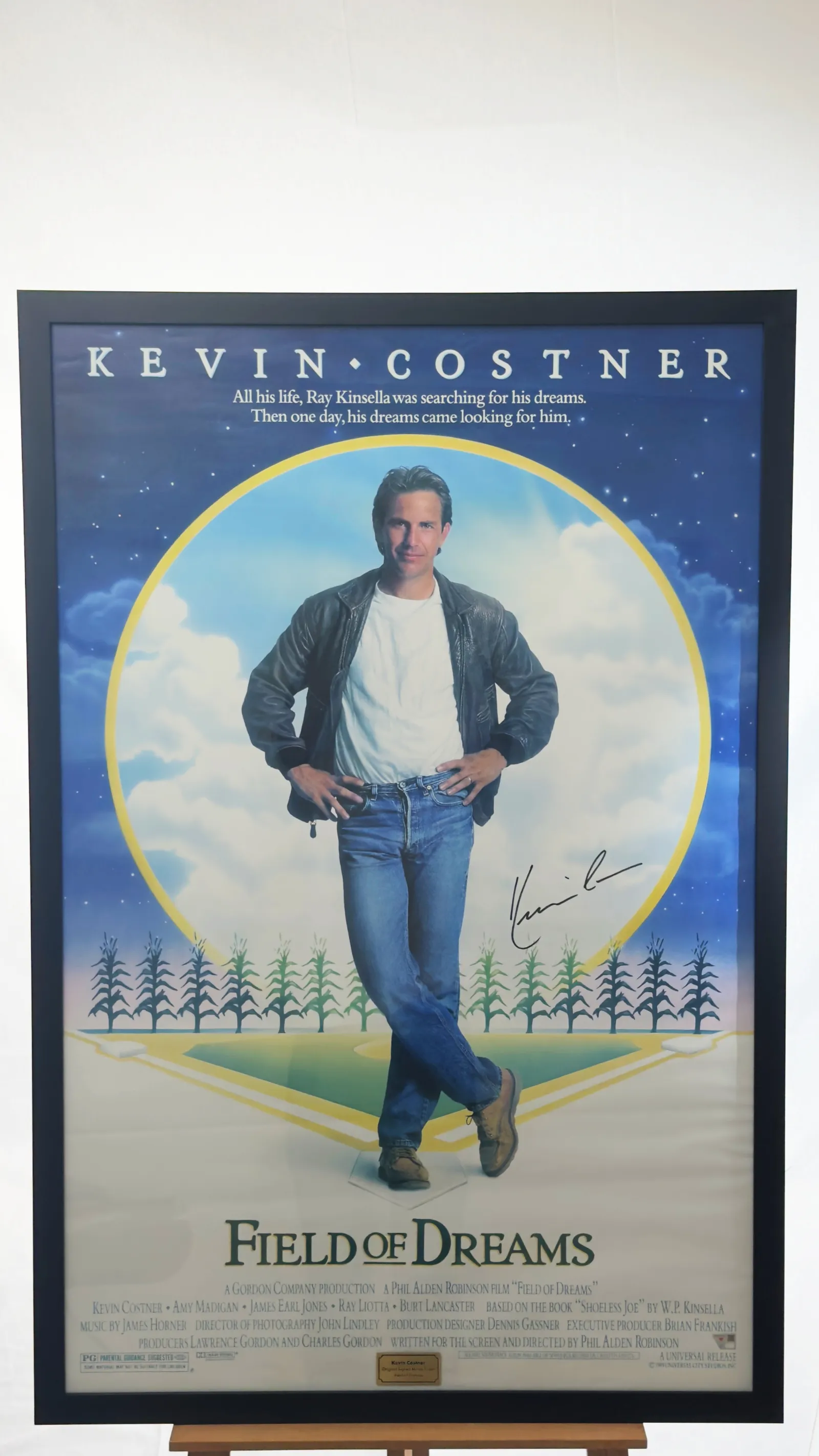 Kevin Costner autógrafo – Quadro Field of Dreams, Kevin Costner