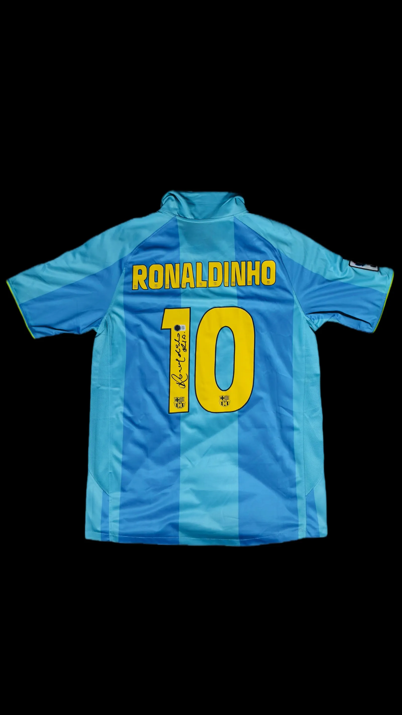 Ronaldinho autógrafo – camisa Barcelona 2007/08, Ronaldinho Gaúcho