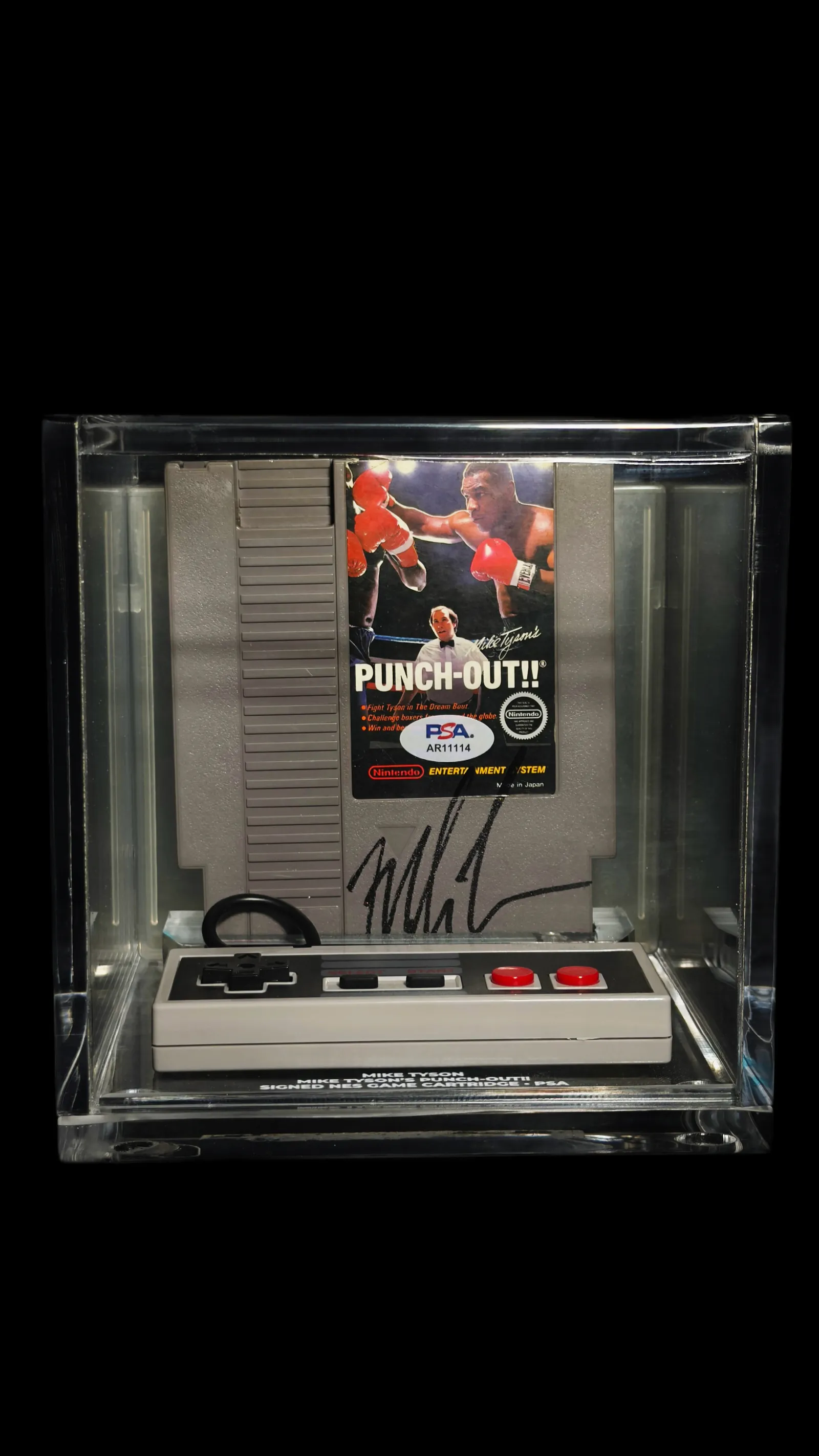 Mike Tyson autógrafo – cartucho Nintendo NES Punch-Out!!, Mike Tyson