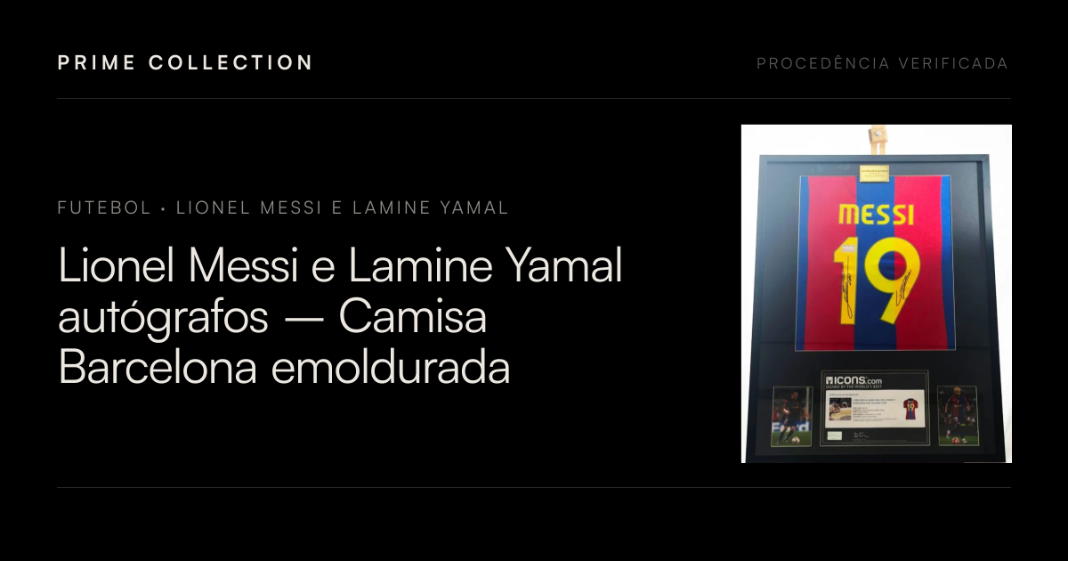 Lionel Messi e Lamine Yamal autógrafos – Camisa Barcelona emoldurada ...